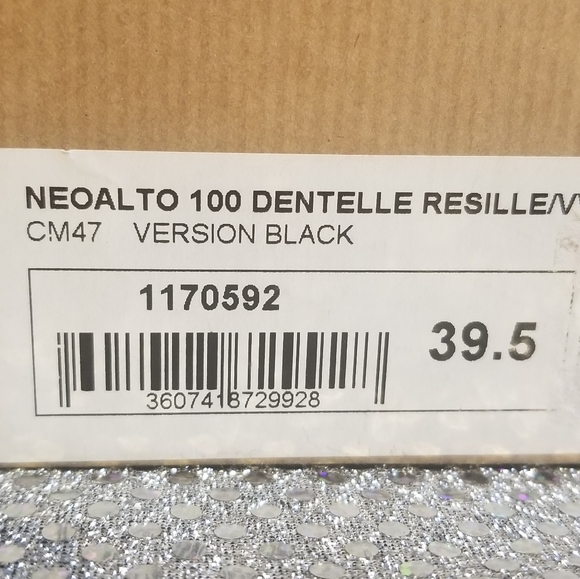 Louboutin Black Lace and Suede Neoalto 100mm Dentelle Resille Complete Set - Picture 14 of 14